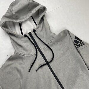 Adidas Full Zip Hoodie Sweatshirt Jacket Women’s Small Gray Thumb Holes Pockets